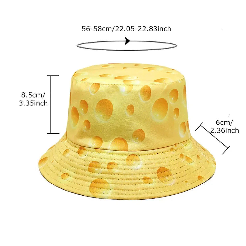 Wholesale New arrival cheese pattern double sided bucket hat